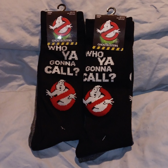 Ghostbusters Crew Socks (2) 2 pairs of socks in Grey & black Mens 10-13 - Picture 4 of 5